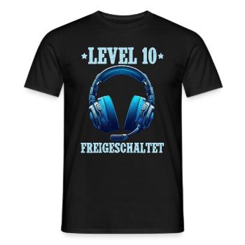 Level 10 Freigeschaltet Gaming Geburtstag PC - Männer T-Shirt - Schwarz - Vorne - AI Model Male 178 light (178cm)