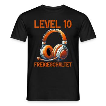 Level 10 Freigeschaltet Gaming Geburtstag PC - Männer T-Shirt - Schwarz - Vorne - AI Model Male 178 light (178cm)