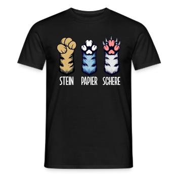 Cat Stone Paper Scissors Paw Game Funny - Men's T-Shirt - black - Front - AI Model Male 178 light (178cm)