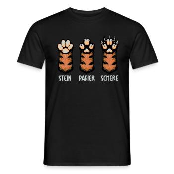 Cat Stone Paper Scissors Paw Game Funny - Men's T-Shirt - black - Front - AI Model Male 178 light (178cm)