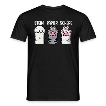 Cat Stone Paper Scissors Paw Game Funny - Men's T-Shirt - black - Front - AI Model Male 178 light (178cm)