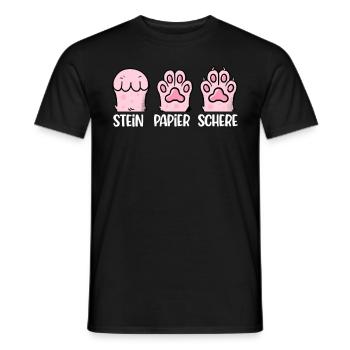 Cat Stone Paper Scissors Paw Game Funny - Men's T-Shirt - black - Front - AI Model Male 178 light (178cm)