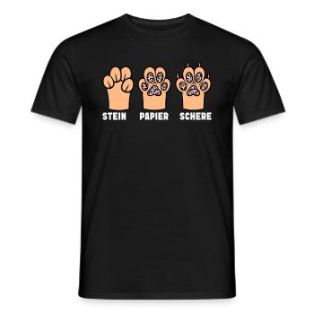 Cat Stone Paper Scissors Paw Game Funny - Men's T-Shirt - black - Front - AI Model Male 178 light (178cm)