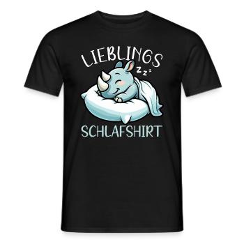 Official Sleeping Shirt Rhinoceros Late Riser - Men's T-Shirt - black - Front - AI Model Male 178 light (178cm)