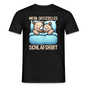 Official Sleeping Shirt Rhinoceros Late Riser - Men's T-Shirt - black - Front - AI Model Male 178 light (178cm)