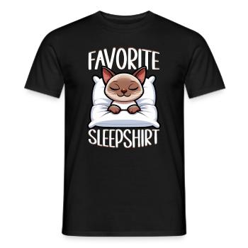 Official Sleeping Shirt Burmese Cat Pajamas - Men's T-Shirt - black - Front - AI Model Male 178 light (178cm)