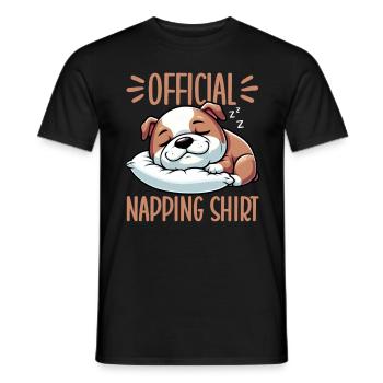 Official Sleeping House Bulldog Lover Lazy - Men's T-Shirt - black - Front - AI Model Male 178 light (178cm)