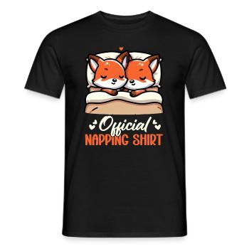 Official Sleeper Fox Cute Funny Lazy - Men's T-Shirt - black - Front - AI Model Male 178 light (178cm)