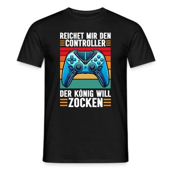 Il me tend la manette que le roi veut jouer - T-shirt homme - noir - Devant - AI Model Male 178 light (178cm)