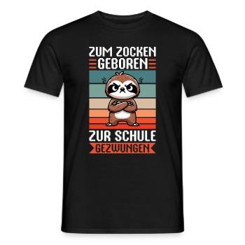 Zum Zocken geboren zur Schule gezwungen Faultier - Männer T-Shirt - Schwarz - Vorne - AI Model Male 178 light (178cm)