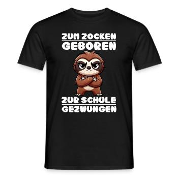 Zum Zocken geboren zur Schule gezwungen Faultier - Männer T-Shirt - Schwarz - Vorne - AI Model Male 178 light (178cm)