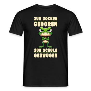 Born to gamble Forced to go to school Frog - Men's T-Shirt - black - Front - AI Model Male 178 light (178cm)