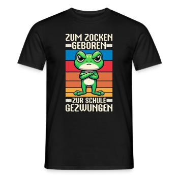 Born to gamble Forced to go to school Frog - Men's T-Shirt - black - Front - AI Model Male 178 light (178cm)