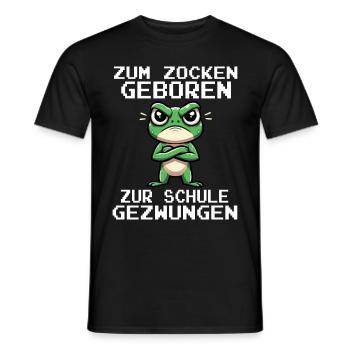 Born to gamble Forced to go to school Frog - Men's T-Shirt - black - Front - AI Model Male 178 light (178cm)