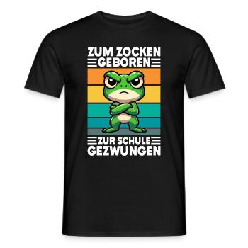 Born to gamble Forced to go to school Frog - Men's T-Shirt - black - Front - AI Model Male 178 light (178cm)