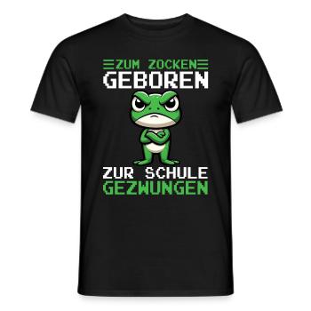 Born to gamble Forced to go to school Frog - Men's T-Shirt - black - Front - AI Model Male 178 light (178cm)