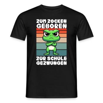 Born to gamble Forced to go to school Frog - Men's T-Shirt - black - Front - AI Model Male 178 light (178cm)