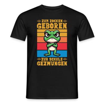 Born to gamble Forced to go to school Frog - Men's T-Shirt - black - Front - AI Model Male 178 light (178cm)