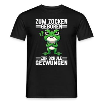 Born to gamble Forced to go to school Frog - Men's T-Shirt - black - Front - AI Model Male 178 light (178cm)