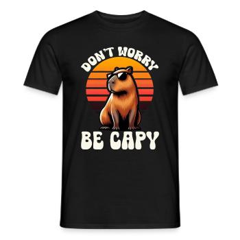 Don't worry, be capy cute capybara - Men's T-Shirt - black - Front - AI Model Male 178 light (178cm)