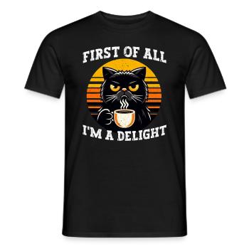 Au début, je suis un délice, un chat mécontent - T-shirt homme - noir - Devant - AI Model Male 178 light (178cm)
