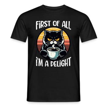 Au début, je suis un délice, un chat mécontent - T-shirt homme - noir - Devant - AI Model Male 178 light (178cm)
