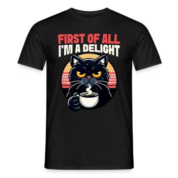 Au début, je suis un délice, un chat mécontent - T-shirt homme - noir - Devant - AI Model Male 178 light (178cm)