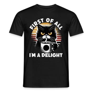 Au début, je suis un délice, un chat mécontent - T-shirt homme - noir - Devant - AI Model Male 178 light (178cm)