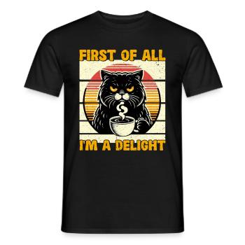 Au début, je suis un délice, un chat mécontent - T-shirt homme - noir - Devant - AI Model Male 178 light (178cm)