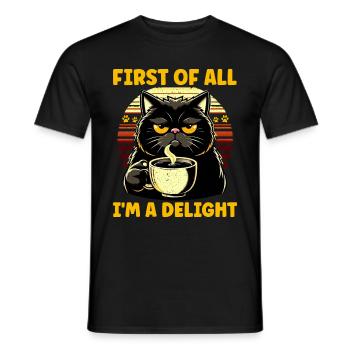 Au début, je suis un délice, un chat mécontent - T-shirt homme - noir - Devant - AI Model Male 178 light (178cm)