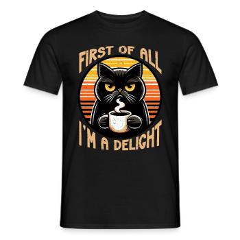 Au début, je suis un délice, un chat mécontent - T-shirt homme - noir - Devant - AI Model Male 178 light (178cm)