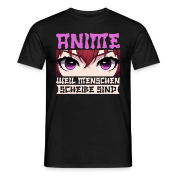 Anime Manga Otaku Japan Waifu Anime Girl Cosplay - Männer T-Shirt - Schwarz - Vorne - AI Model Male 178 light (178cm)
