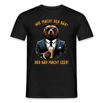 How does the bear do? The bear makes you empty! Jollier - Men's T-Shirt - black - Front - AI Model Male 178 light (178cm)
