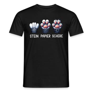 Cat Stone Paper Scissors Paw Game Funny - Men's T-Shirt - black - Front - AI Model Male 178 light (178cm)