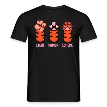 Cat Stone Paper Scissors Paw Game Funny - Men's T-Shirt - black - Front - AI Model Male 178 light (178cm)