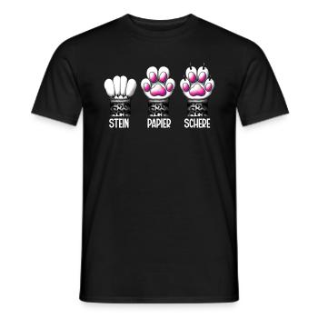 Cat Stone Paper Scissors Paw Game Funny - Men's T-Shirt - black - Front - AI Model Male 178 light (178cm)