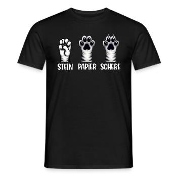 Cat Stone Paper Scissors Paw Game Funny - Men's T-Shirt - black - Front - AI Model Male 178 light (178cm)