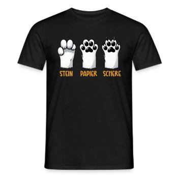 Cat Stone Paper Scissors Paw Game Funny - Men's T-Shirt - black - Front - AI Model Male 178 light (178cm)