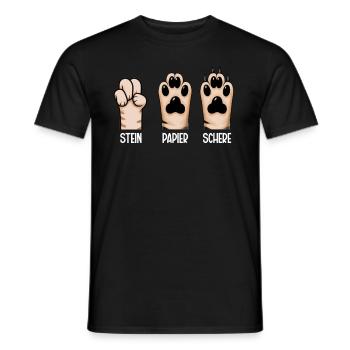 Cat Stone Paper Scissors Paw Game Funny - Men's T-Shirt - black - Front - AI Model Male 178 light (178cm)