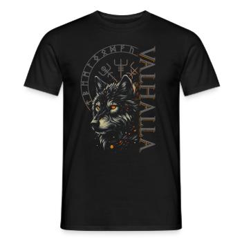 Valhalla Wolf Norse Gods Viking Compass - Men's T-Shirt - black - Front - AI Model Male 178 light (178cm)