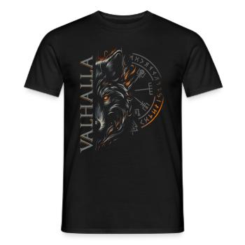 Valhalla Wolf Norse Gods Viking Compass - Men's T-Shirt - black - Front - AI Model Male 178 light (178cm)