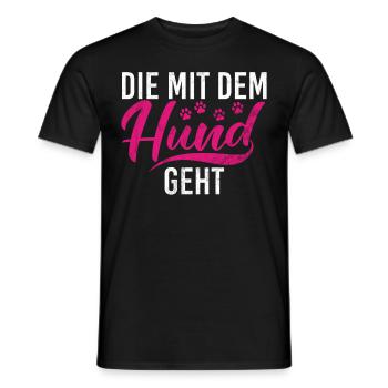 Die Mit Dem Hund Geht Hundebesitzer Hundefreund - Männer T-Shirt - Schwarz - Vorne - AI Model Male 178 light (178cm)