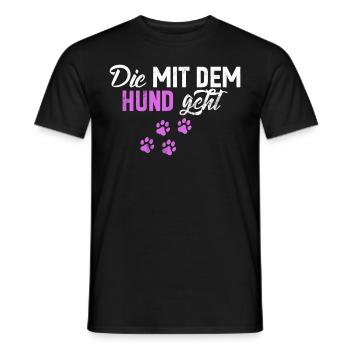Die Mit Dem Hund Geht Hundebesitzer Hundefreund - Männer T-Shirt - Schwarz - Vorne - AI Model Male 178 light (178cm)