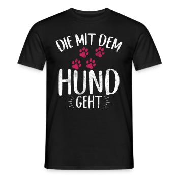 Die Mit Dem Hund Geht Hundebesitzer Hundefreund - Männer T-Shirt - Schwarz - Vorne - AI Model Male 178 light (178cm)