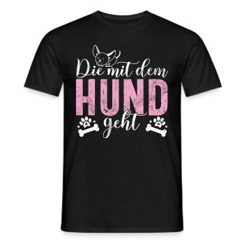 Die Mit Dem Hund Geht Hundebesitzer Hundefreund - Männer T-Shirt - Schwarz - Vorne - AI Model Male 178 light (178cm)
