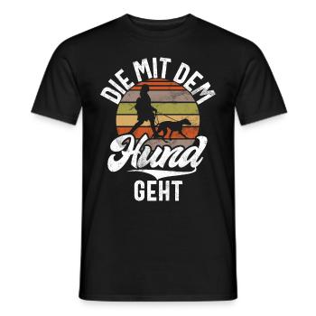 Die Mit Dem Hund Geht Hundebesitzer Hundefreund - Männer T-Shirt - Schwarz - Vorne - AI Model Male 178 light (178cm)