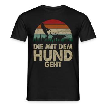 Die Mit Dem Hund Geht Hundebesitzer Hundefreund - Männer T-Shirt - Schwarz - Vorne - AI Model Male 178 light (178cm)