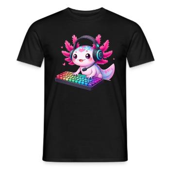 Gamesolotl Axolotl PC Gaming Gamer Lecteur vidéo - T-shirt homme - noir - Devant - AI Model Male 178 light (178cm)