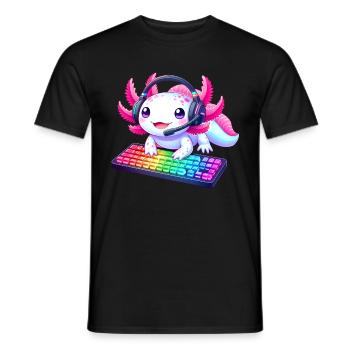Gamesolotl Axolotl PC Gaming Gamer Lecteur vidéo - T-shirt homme - noir - Devant - AI Model Male 178 light (178cm)