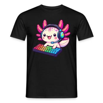 Gamesolotl Axolotl PC Gaming Gamer Lecteur vidéo - T-shirt homme - noir - Devant - AI Model Male 178 light (178cm)
